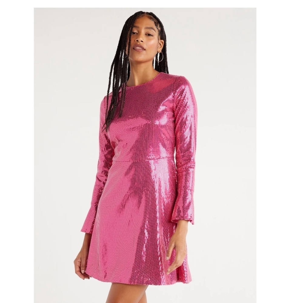Scoop NYC Pink Sequin Dress